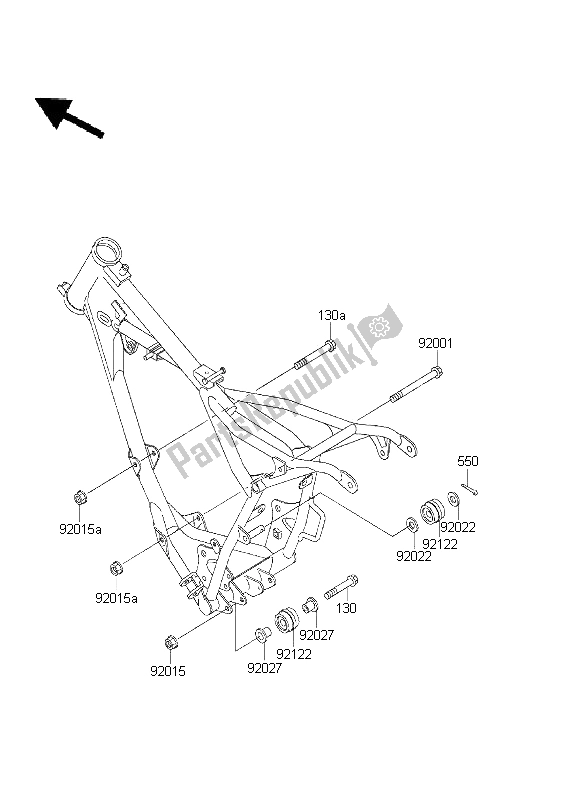 Alle onderdelen voor de Motorsteun van de Kawasaki KX 60 2003