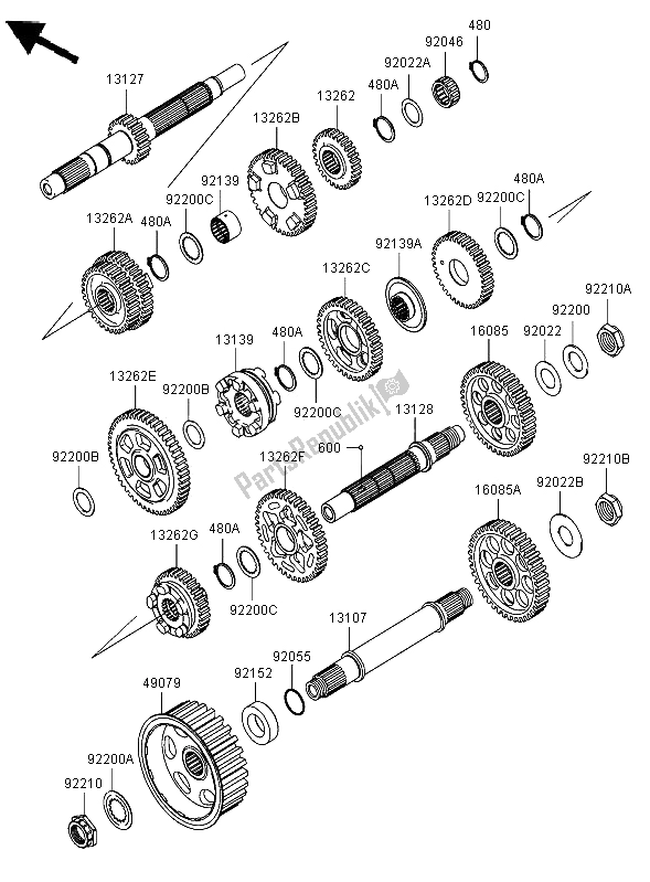 All parts for the Transmission of the Kawasaki VN 2000 2006