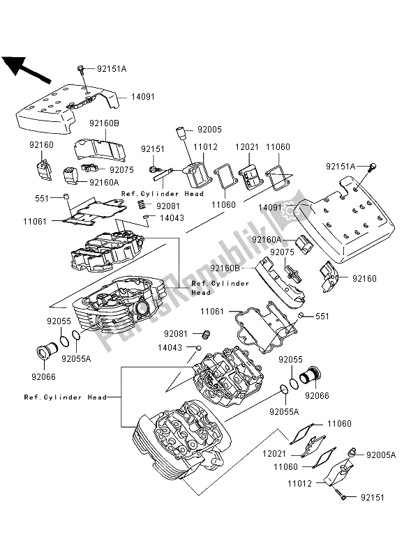 Tutte le parti per il Coperchio Della Testata del Kawasaki VN 1500 Mean Streak 2002