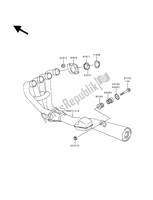 All parts for the Muffler(s) of the Kawasaki Zephyr 550 1994