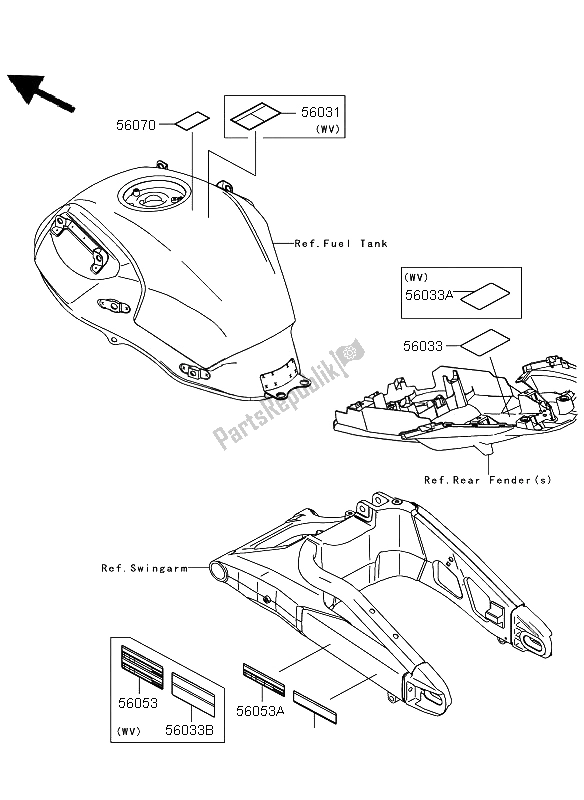 All parts for the Labels of the Kawasaki Versys ABS 650 2012