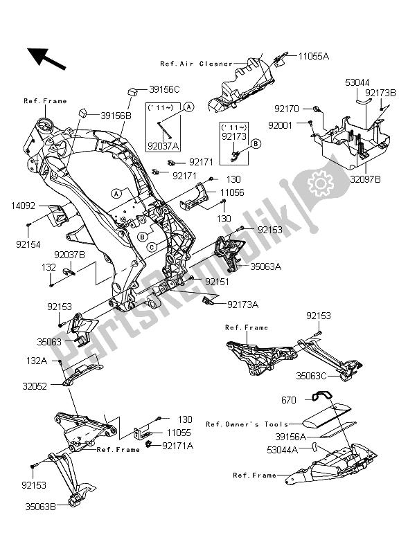 Todas las partes para Accesorios De Marco de Kawasaki Z 1000 ABS 2012