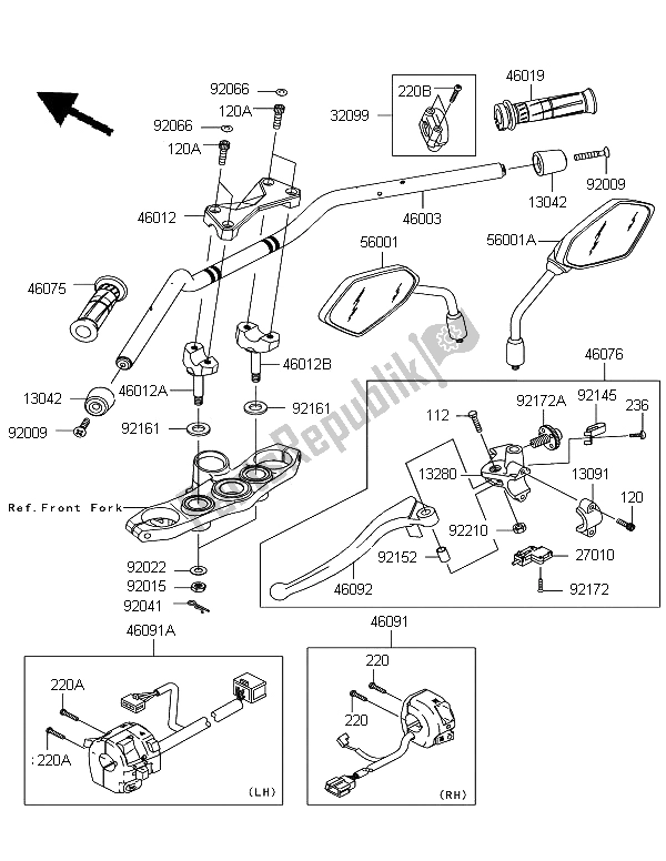 Todas las partes para Manillar de Kawasaki Z 750R ABS 2011