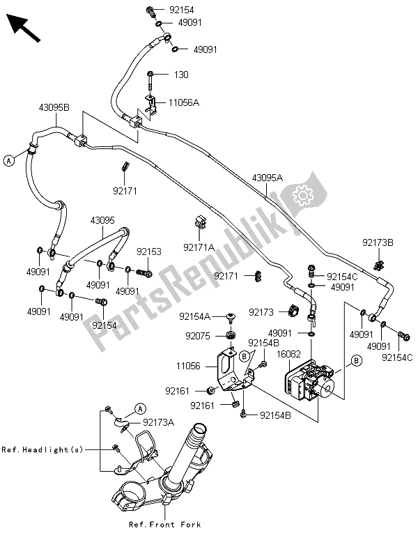 Toutes les pièces pour le Tuyauterie De Frein du Kawasaki Z 800 ABS DDS 2013