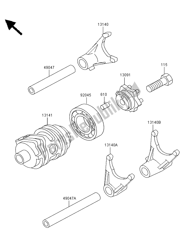 All parts for the Gear Change Drum & Shift Fork of the Kawasaki KX 85 SW LW 2008