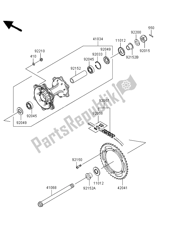 Tutte le parti per il Mozzo Posteriore del Kawasaki KLX 250 2013