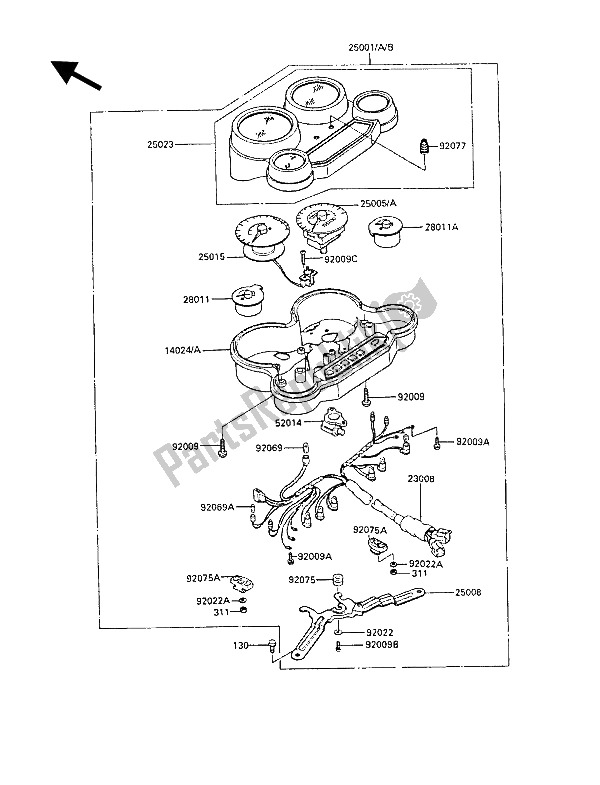 All parts for the Meter(s) of the Kawasaki GPZ 1000 RX 1987