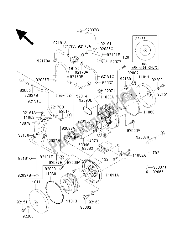 All parts for the Air Cleaner of the Kawasaki VN 1500 Classic FI 2001