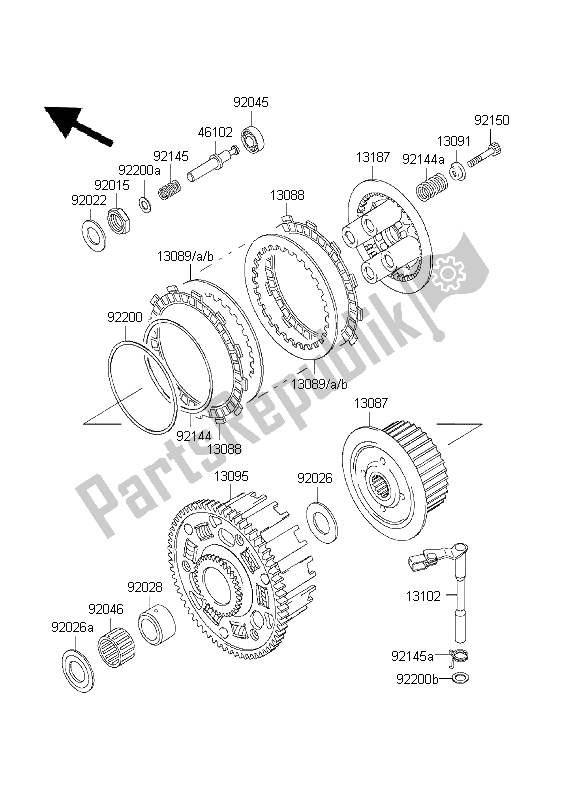 Tutte le parti per il Frizione del Kawasaki Ninja ZX 6R 600 2001