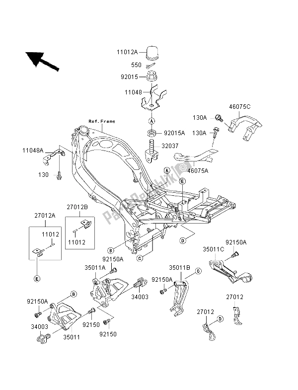 Alle onderdelen voor de Batterijhouder van de Kawasaki Ninja ZX 6R 600 1997