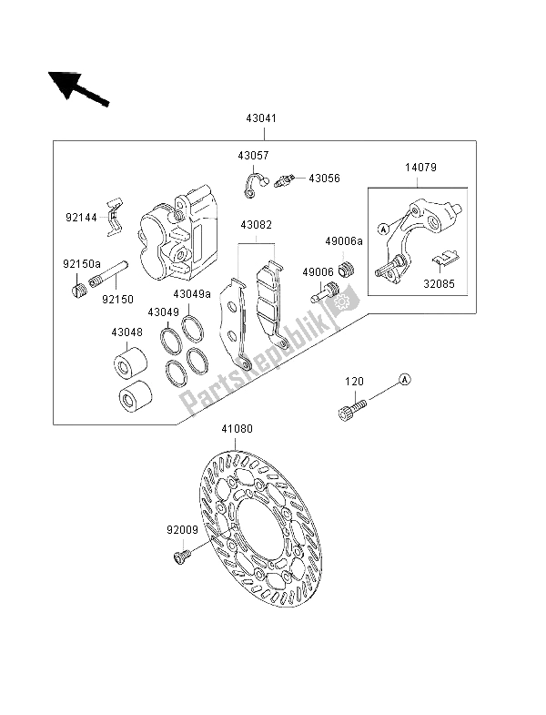 All parts for the Front Brake of the Kawasaki KLX 650R 1996