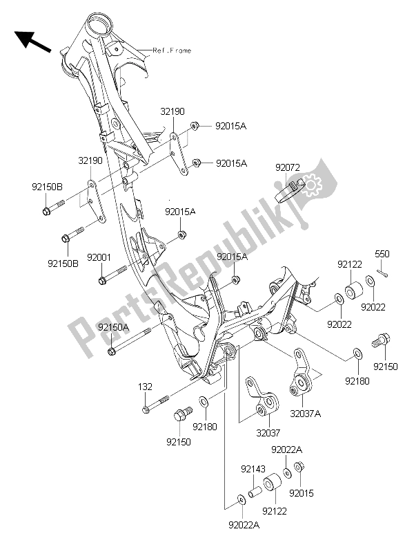 Alle onderdelen voor de Motorsteun van de Kawasaki KX 85 LW 2015