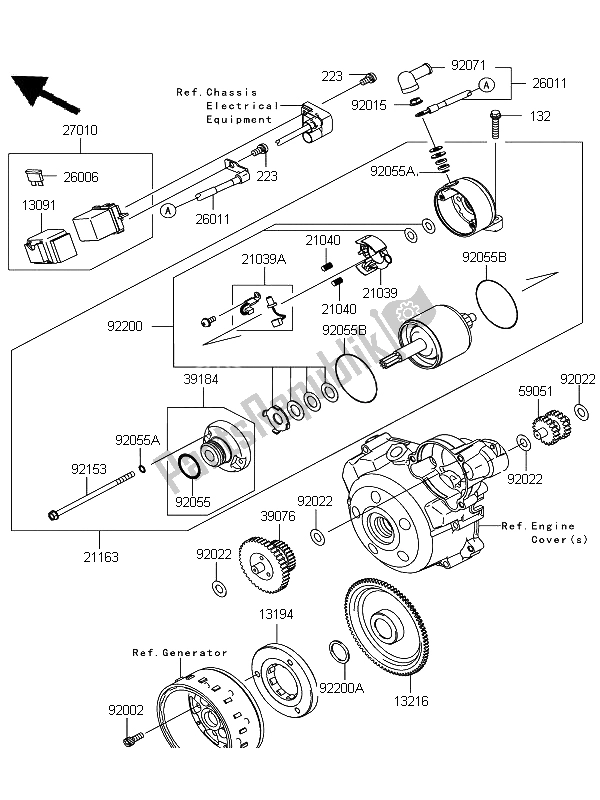 Tutte le parti per il Motorino Di Avviamento del Kawasaki D Tracker 125 2011