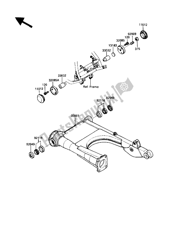 All parts for the Swingarm of the Kawasaki ZG 1200 B1 1990