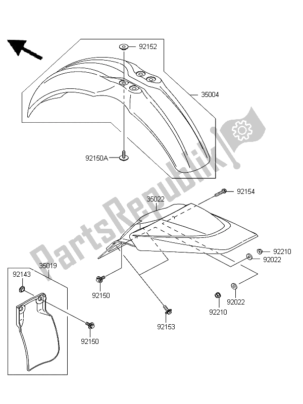 All parts for the Fenders of the Kawasaki KX 65 2012