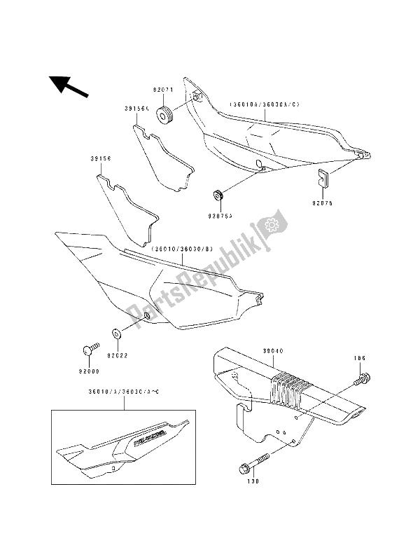 All parts for the Side Covers & Chain Cover of the Kawasaki KLE 500 1992
