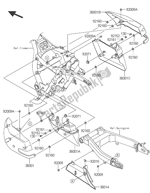 Tutte le parti per il Coperture Laterali E Copertura A Catena del Kawasaki Vulcan 1700 Nomad ABS 2016