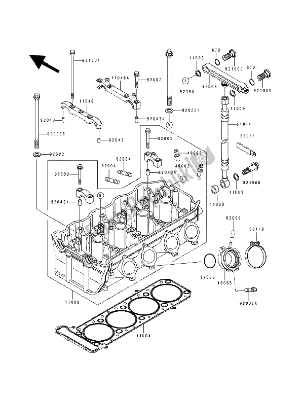 Todas as partes de Cabeça De Cilindro do Kawasaki ZZ R 1100 1993