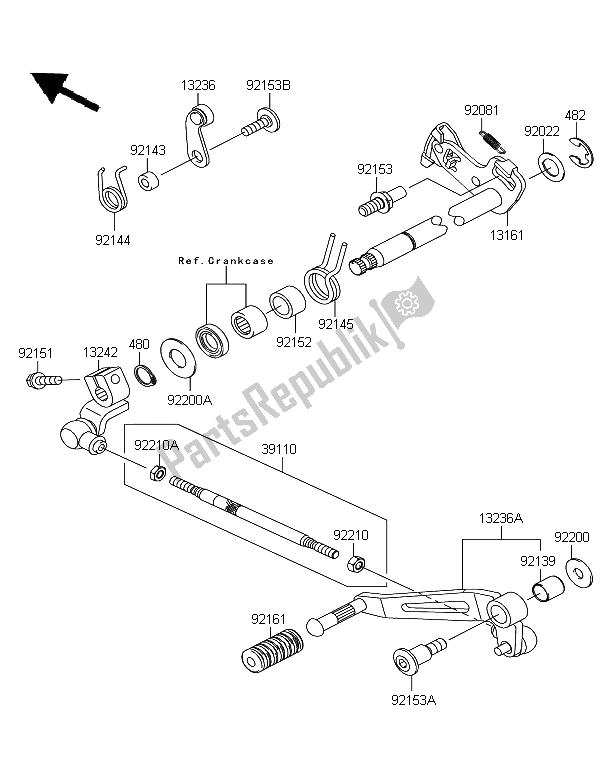 All parts for the Gear Change Mechanism of the Kawasaki Z 1000 SX ABS 2011