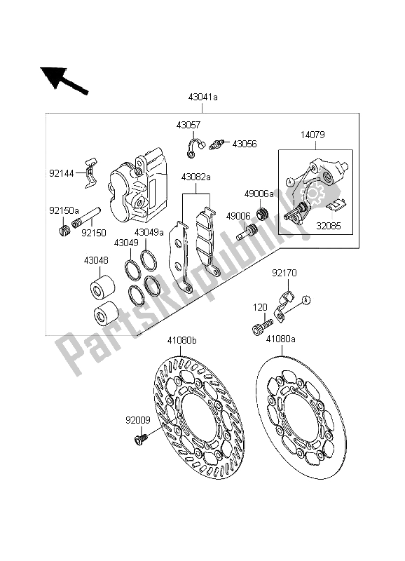 Tutte le parti per il Freno Anteriore del Kawasaki KX 500 1995