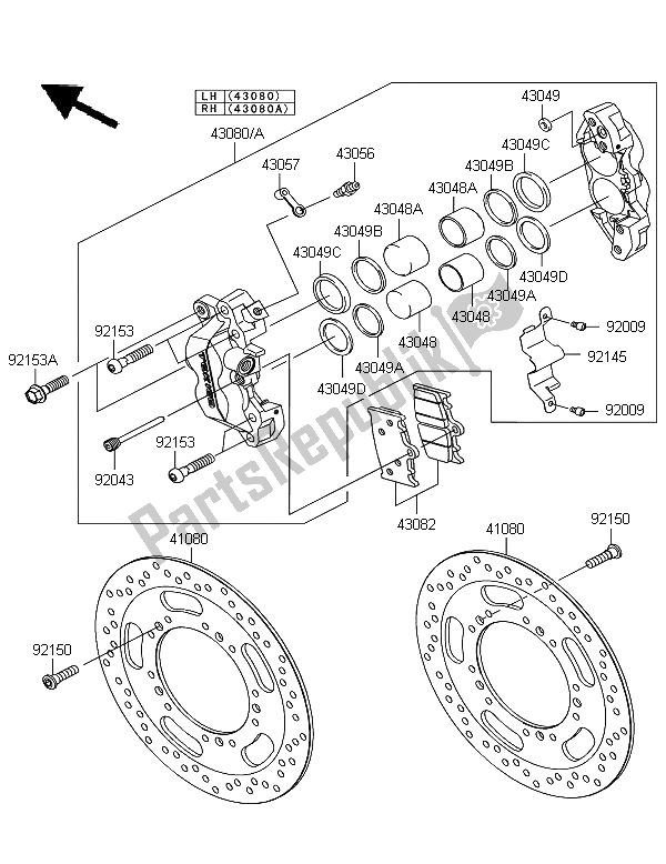 All parts for the Front Brake of the Kawasaki VN 1700 Voyager Custom ABS 2012