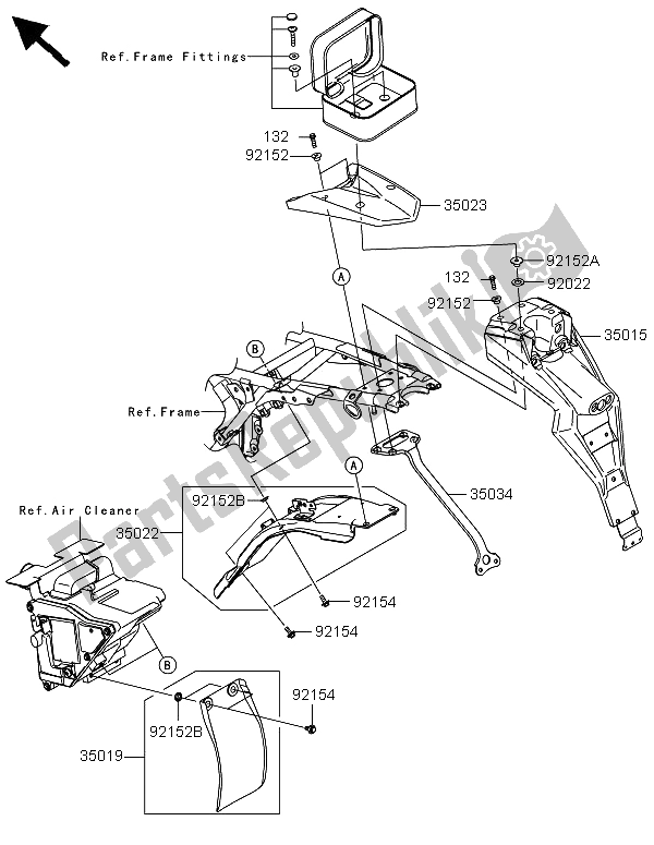 Tutte le parti per il Parafango Posteriore del Kawasaki KLX 125 2013