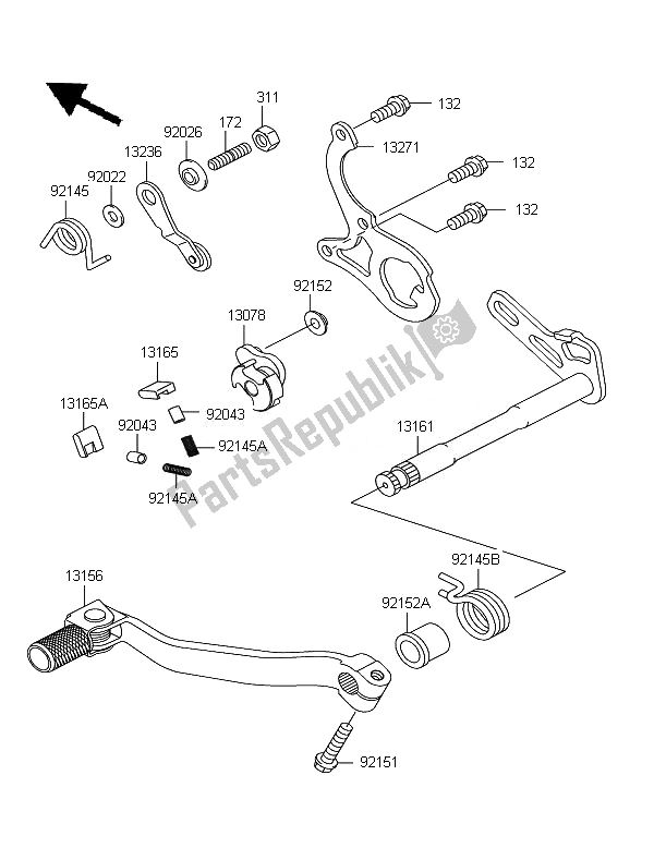 Toutes les pièces pour le Mécanisme De Changement De Vitesse du Kawasaki KX 125 2007