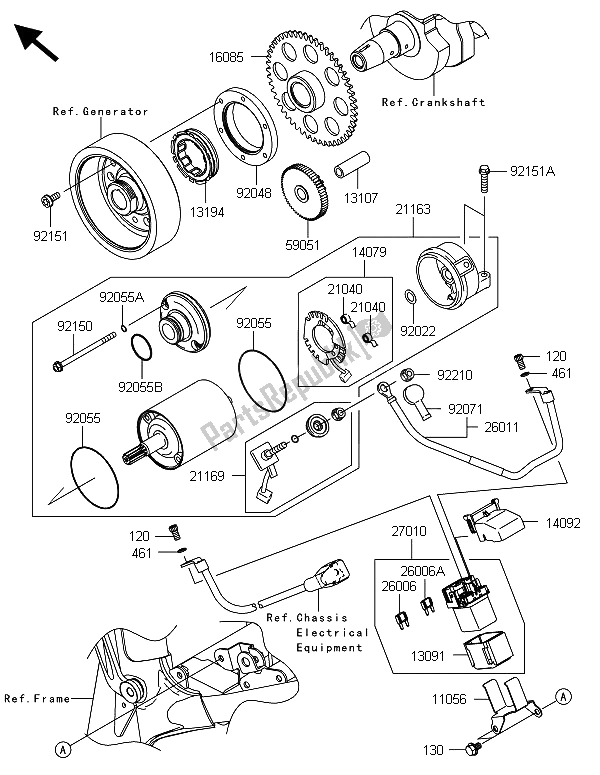 Alle onderdelen voor de Startmotor van de Kawasaki Z 800 ADS 2013