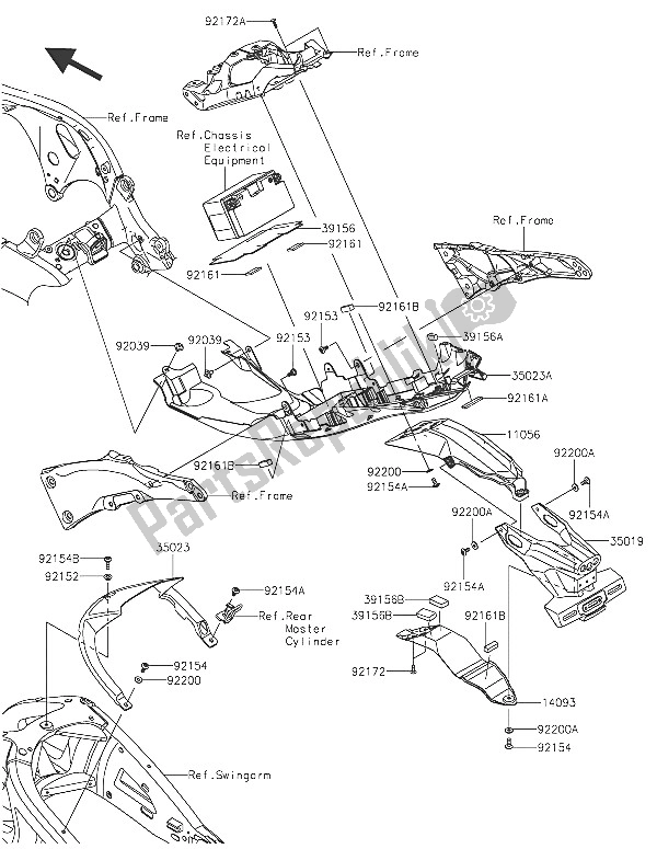 Toutes les pièces pour le Garde-boue Arrière du Kawasaki Ninja ZX 10R ABS 1000 2016