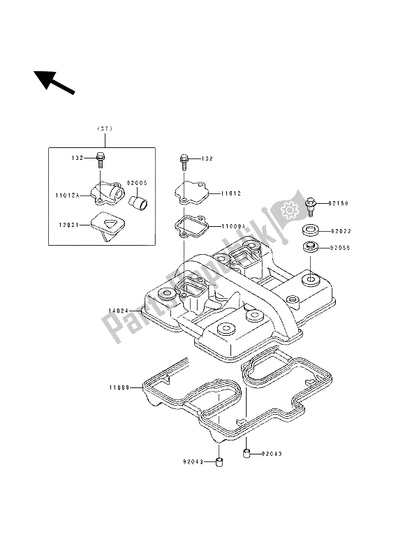 Alle onderdelen voor de Kleppendeksel van de Kawasaki GPZ 500S 1992