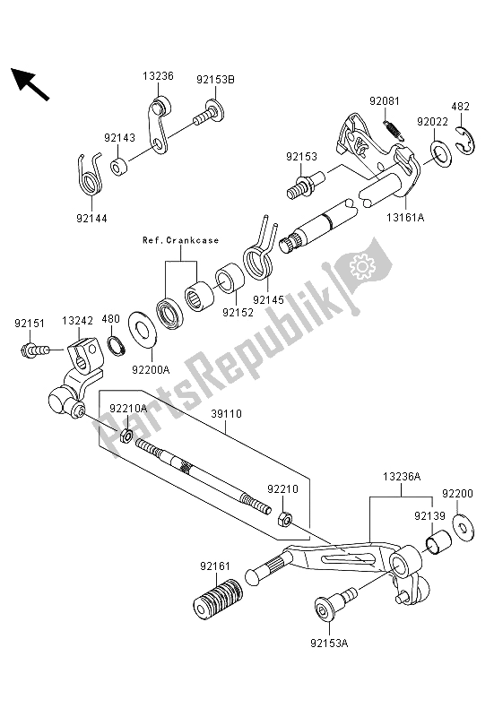 All parts for the Gear Change Mechanism of the Kawasaki Z 1000 SX 2013