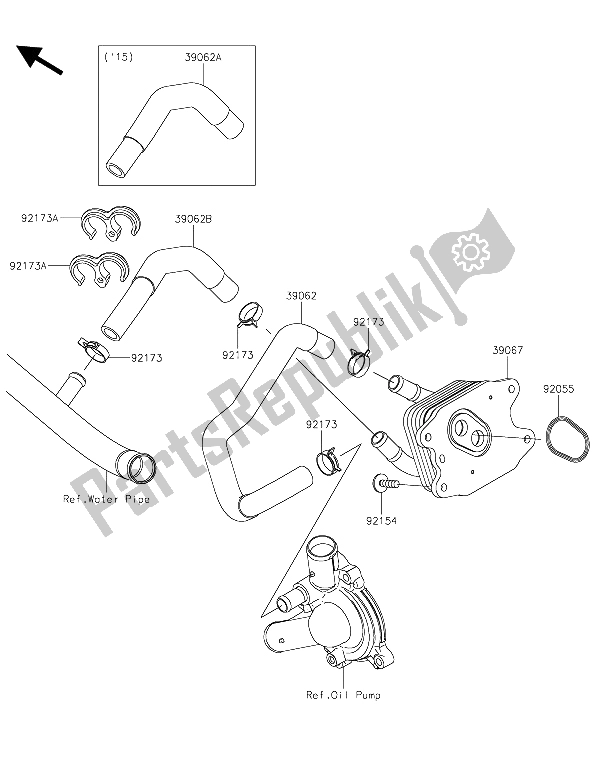 Todas las partes para Enfriador De Aceite de Kawasaki Ninja H2R 1000 2015