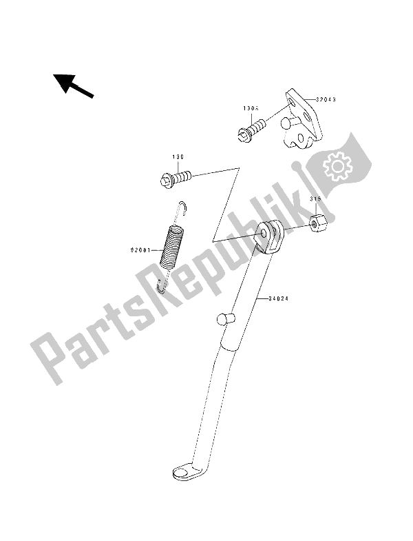 Alle onderdelen voor de Staan van de Kawasaki KDX 200 1991