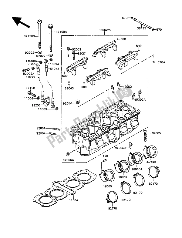 Toutes les pièces pour le Culasse du Kawasaki ZXR 750 1990