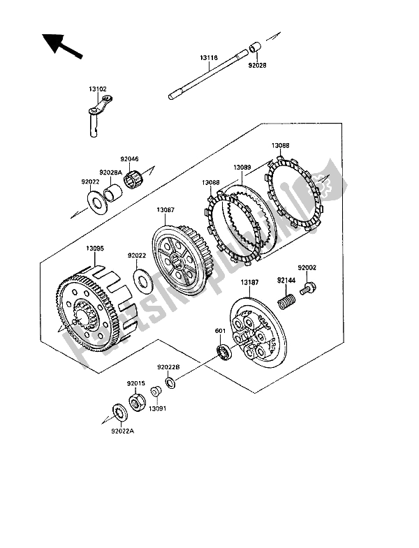 Toutes les pièces pour le Embrayage du Kawasaki KX 250 1989