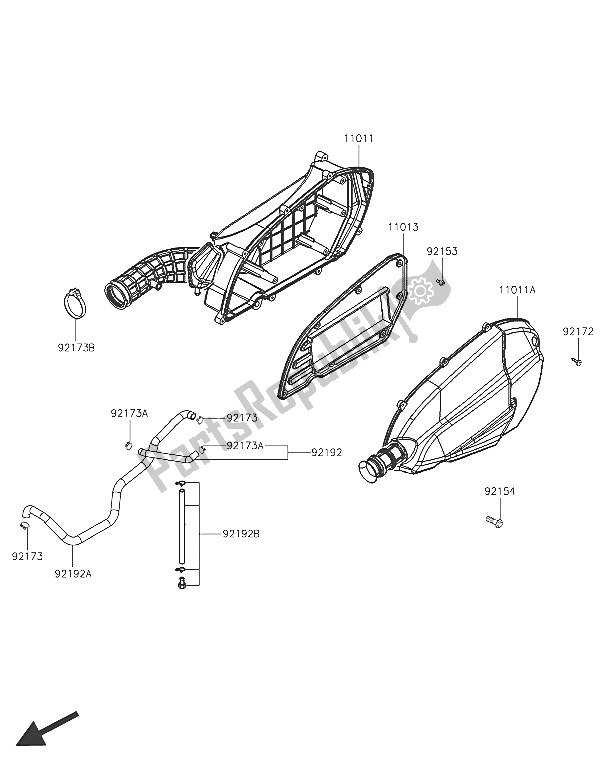 All parts for the Air Cleaner of the Kawasaki J 300 2016