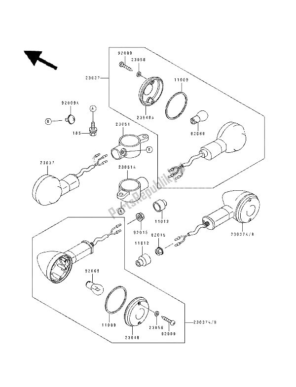 All parts for the Turn Signals of the Kawasaki EN 500 1994