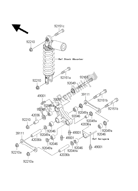 All parts for the Suspension of the Kawasaki Ninja ZX 6R 600 2001