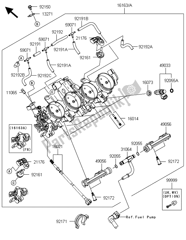 All parts for the Throttle of the Kawasaki Ninja ZX 6R 600 2013