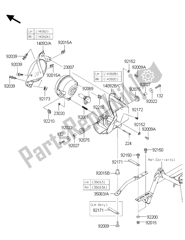 Todas as partes de Farol (s) do Kawasaki Brute Force 750 4X4I EPS GFF 2015