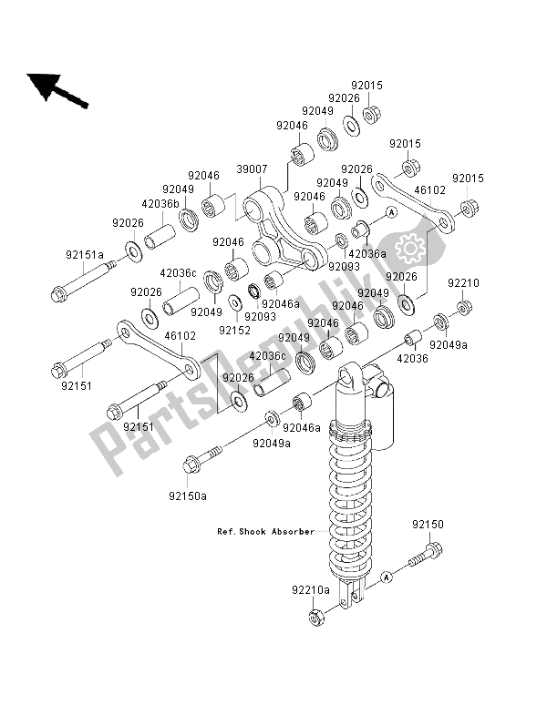 All parts for the Suspension of the Kawasaki KX 125 2001