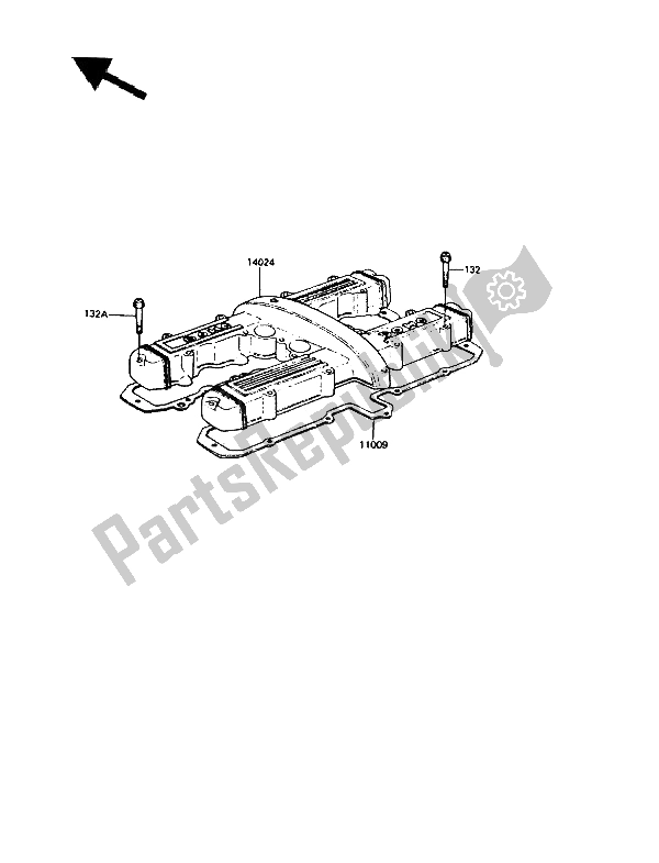 All parts for the Cylinder Head Cover of the Kawasaki GPZ 550 1986