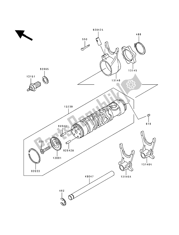 Toutes les pièces pour le Tambour De Changement De Vitesse Et Fourche (s) De Changement De Vitesse du Kawasaki Zephyr 550 1993