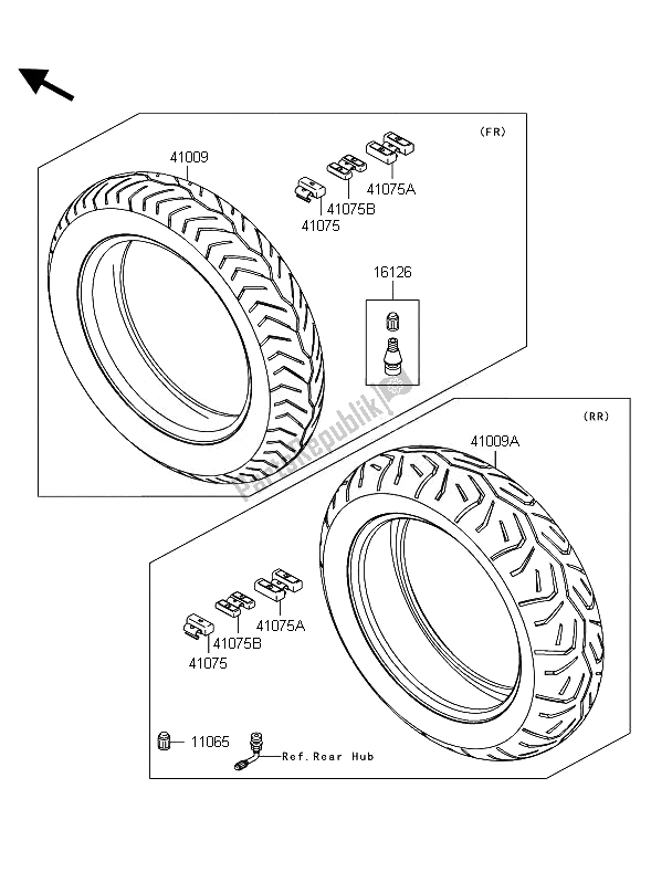 All parts for the Tires of the Kawasaki VN 1700 Classic Tourer ABS 2011