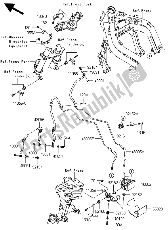 Alle onderdelen voor de Remleidingen van de Kawasaki ER 6F ABS 650 2012