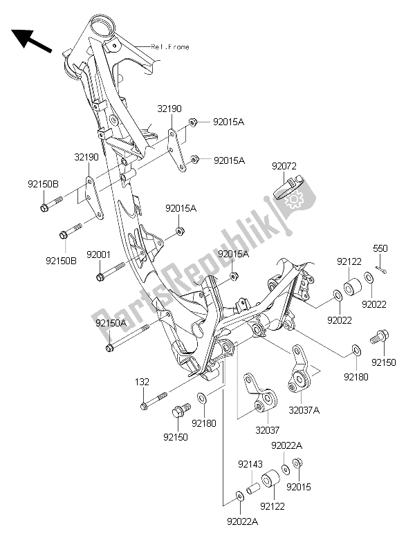 All parts for the Engine Mount of the Kawasaki KX 85 SW 2015