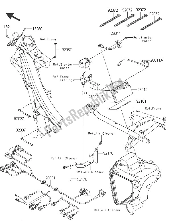 Wszystkie części do Wyposa? Enie Elektryczne Podwozia Kawasaki KLX 450R 2016