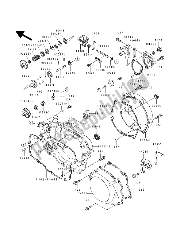 Toutes les pièces pour le Couvert De Moteur du Kawasaki KX 250 1991