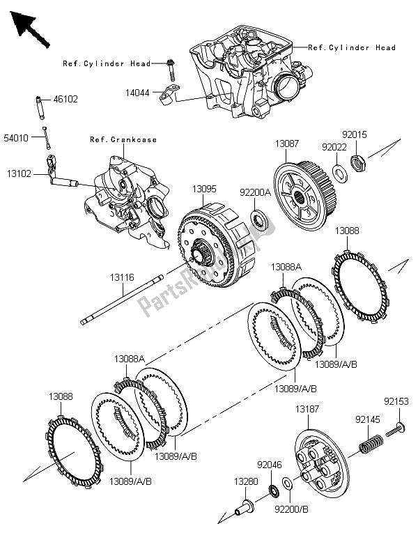 All parts for the Clutch of the Kawasaki KLX 450 2013