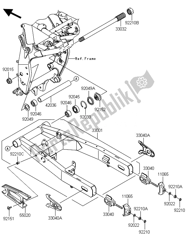 Toutes les pièces pour le Bras Oscillant du Kawasaki Z 800 ABS BEF 2014